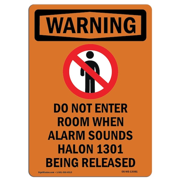 Safety Sign, OSHA WARNING, 5" Height, Do Not Enter Room When, Portrait, 10PK